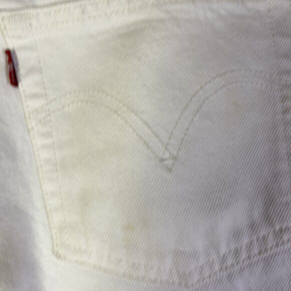 Levis 501 Distressed White High-Rise Jeans Size W30 L30 Vintage Inspired - Picture 10 of 16